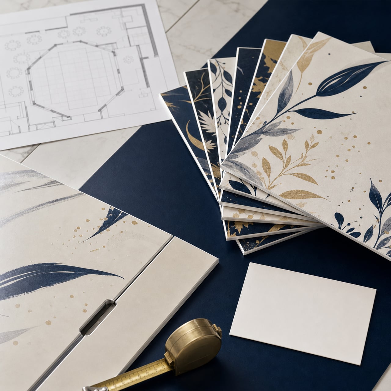 Wedding dance-floor planning materials with a venue plan and modular print samples