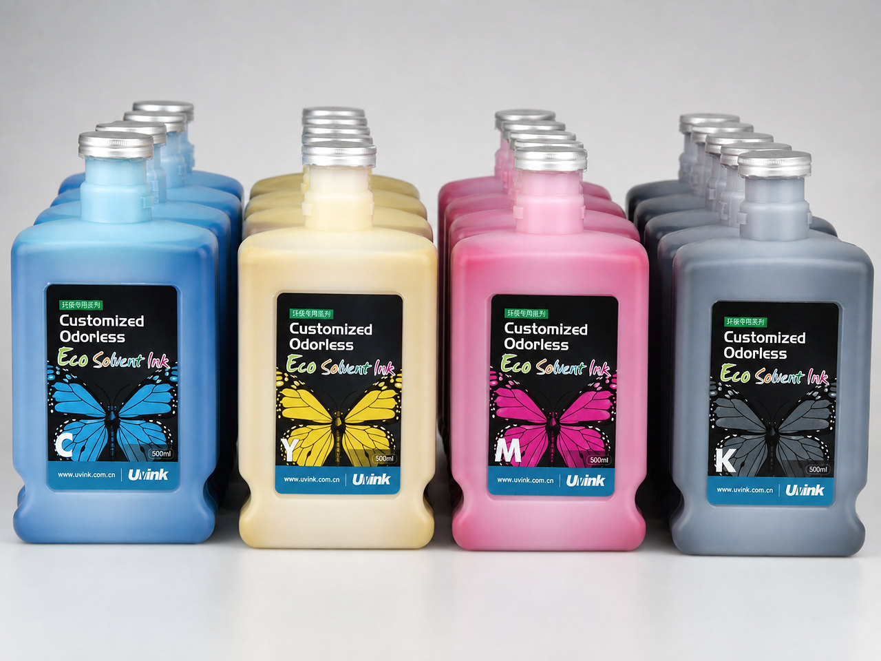 Cyan magenta yellow and black large-format printing inks